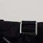 Elegante schwarze italienische Designerhose mit seitlicher Schnalle