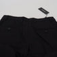 Elegante schwarze italienische Designerhose mit seitlicher Schnalle