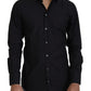 Elegantes Slim Fit Hemd aus schwarzer Baumwolle