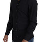 Elegantes Slim Fit Hemd aus schwarzer Baumwolle