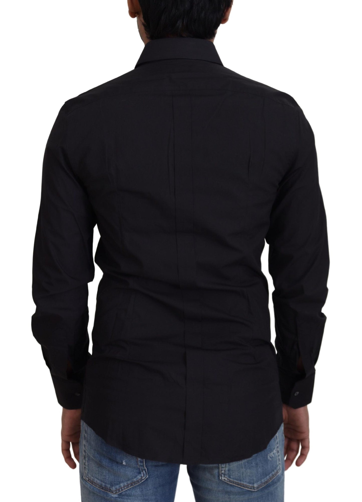 Elegantes Slim Fit Hemd aus schwarzer Baumwolle
