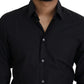 Elegantes Slim Fit Hemd aus schwarzer Baumwolle