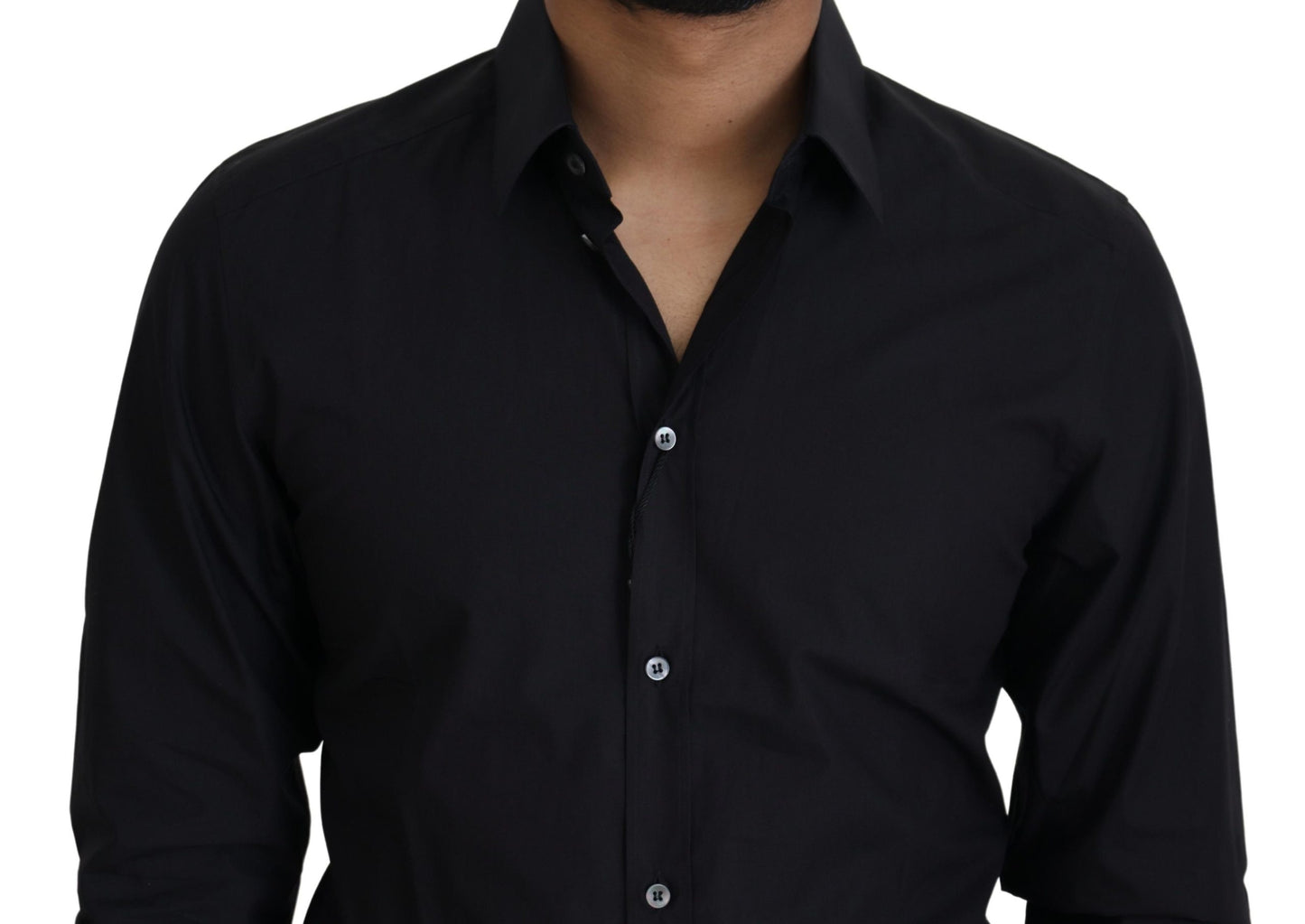 Elegantes Slim Fit Hemd aus schwarzer Baumwolle