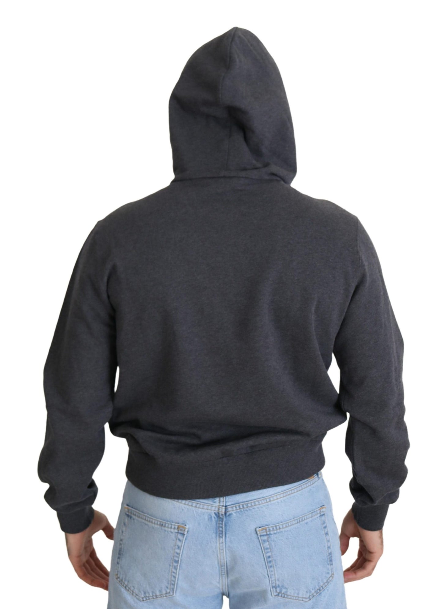 Elegante felpa con cappuccio in cotone grigio