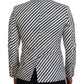 Elegant White Striped Single Breasted Blazer