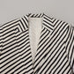 Elegant White Striped Single Breasted Blazer