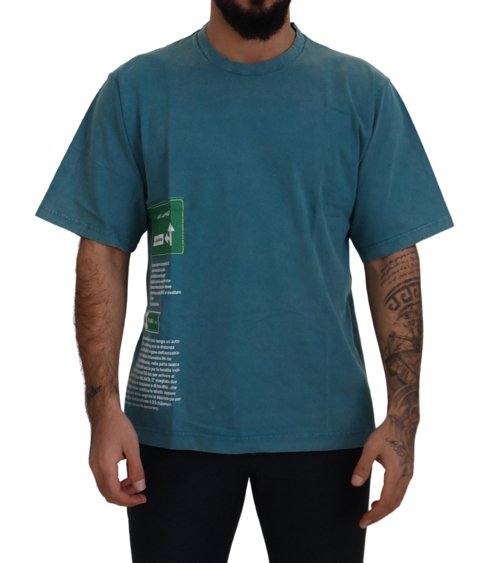 Elegantes Baumwoll-T-Shirt mit Rundhalsausschnitt in Blau