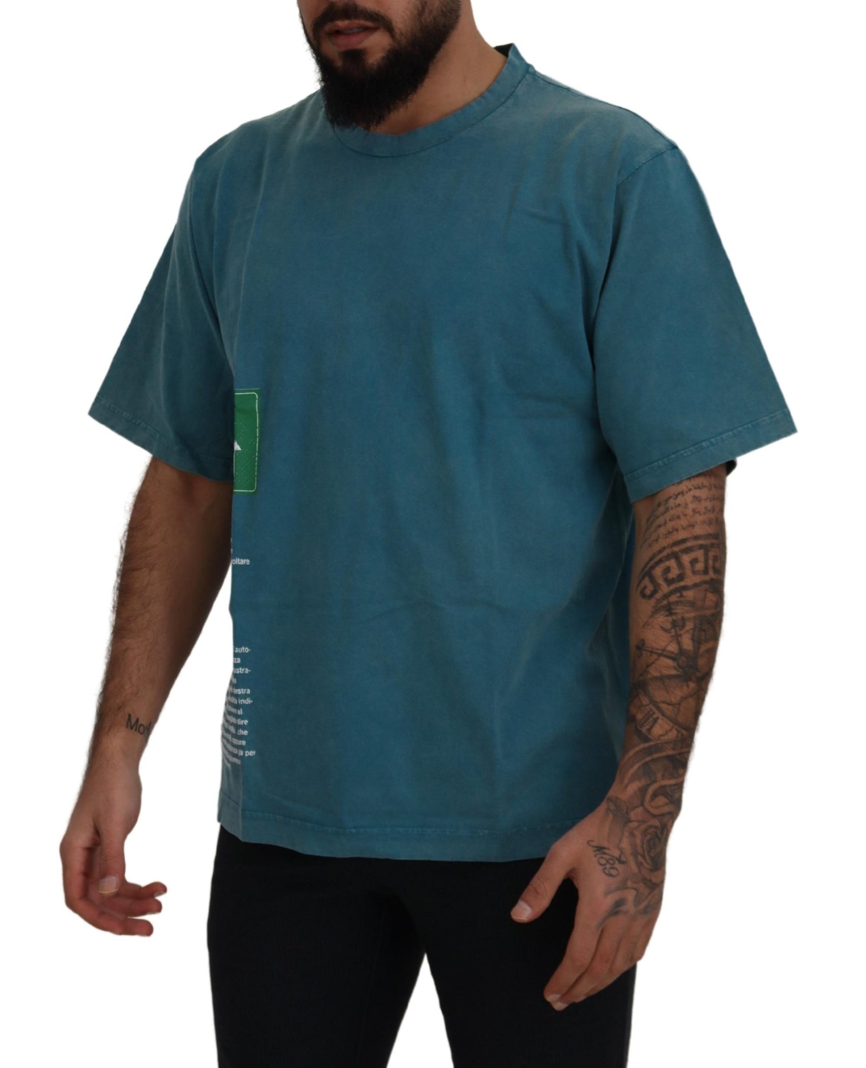Elegantes Baumwoll-T-Shirt mit Rundhalsausschnitt in Blau