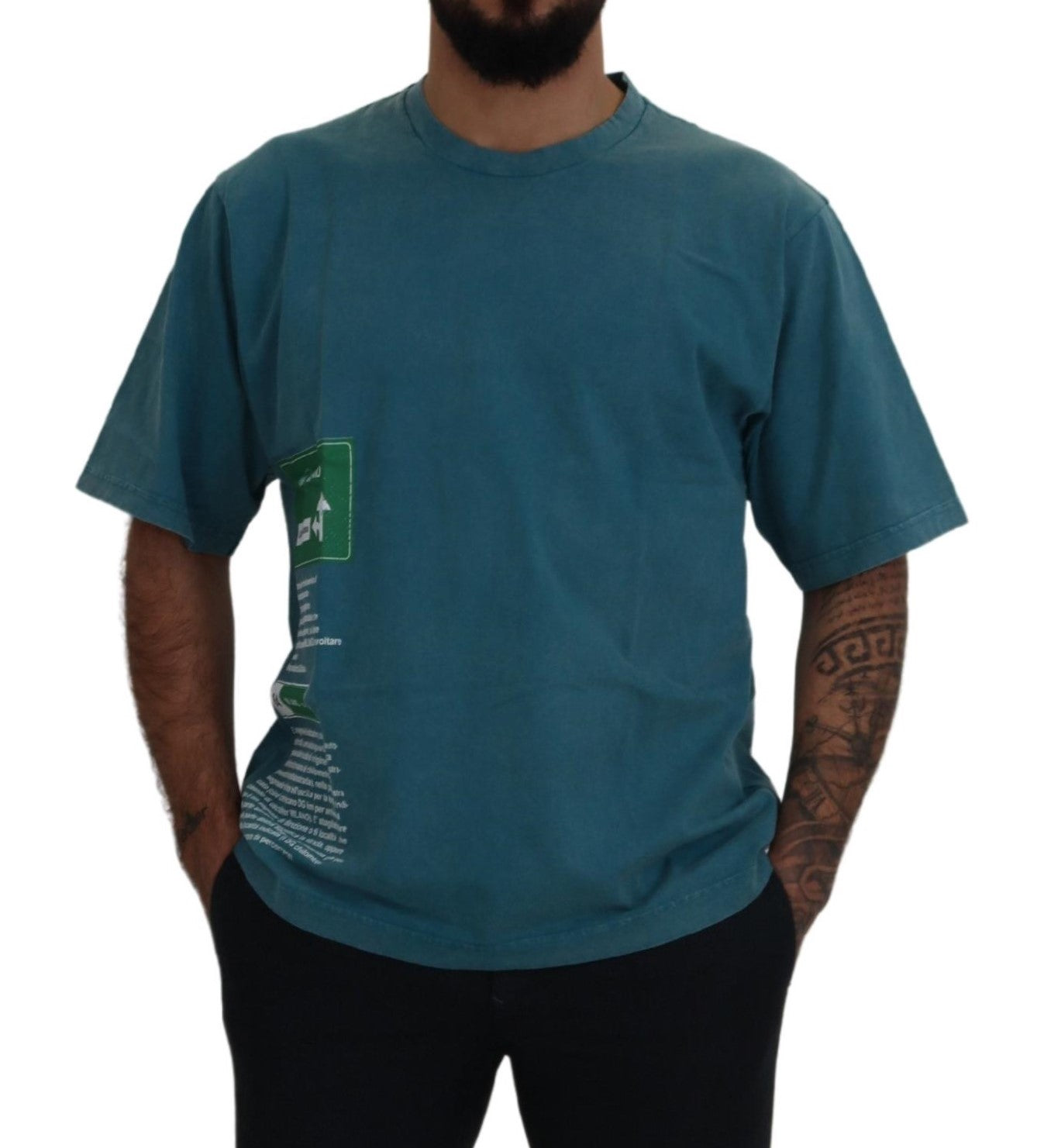 Elegantes Baumwoll-T-Shirt mit Rundhalsausschnitt in Blau