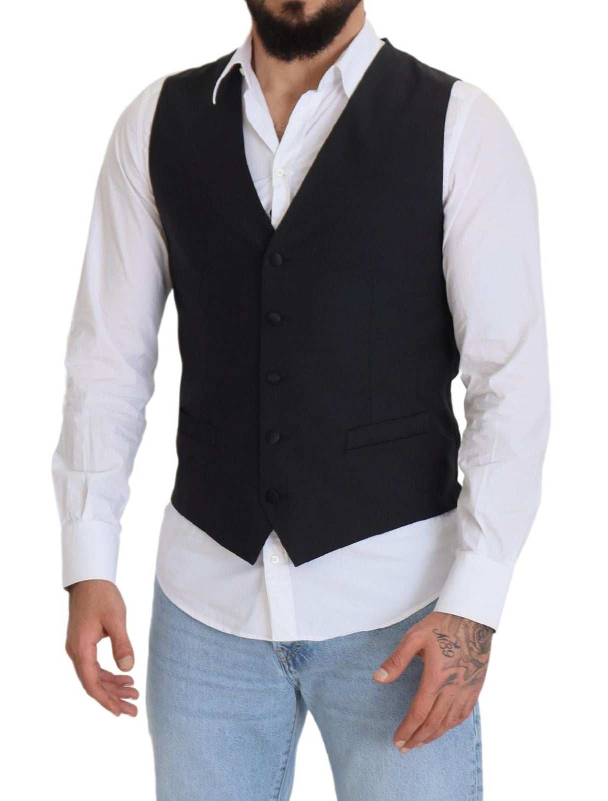 Elegante schwarze einreihige Weste