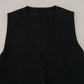 Elegant Black Formal Wool-Silk Dress Vest