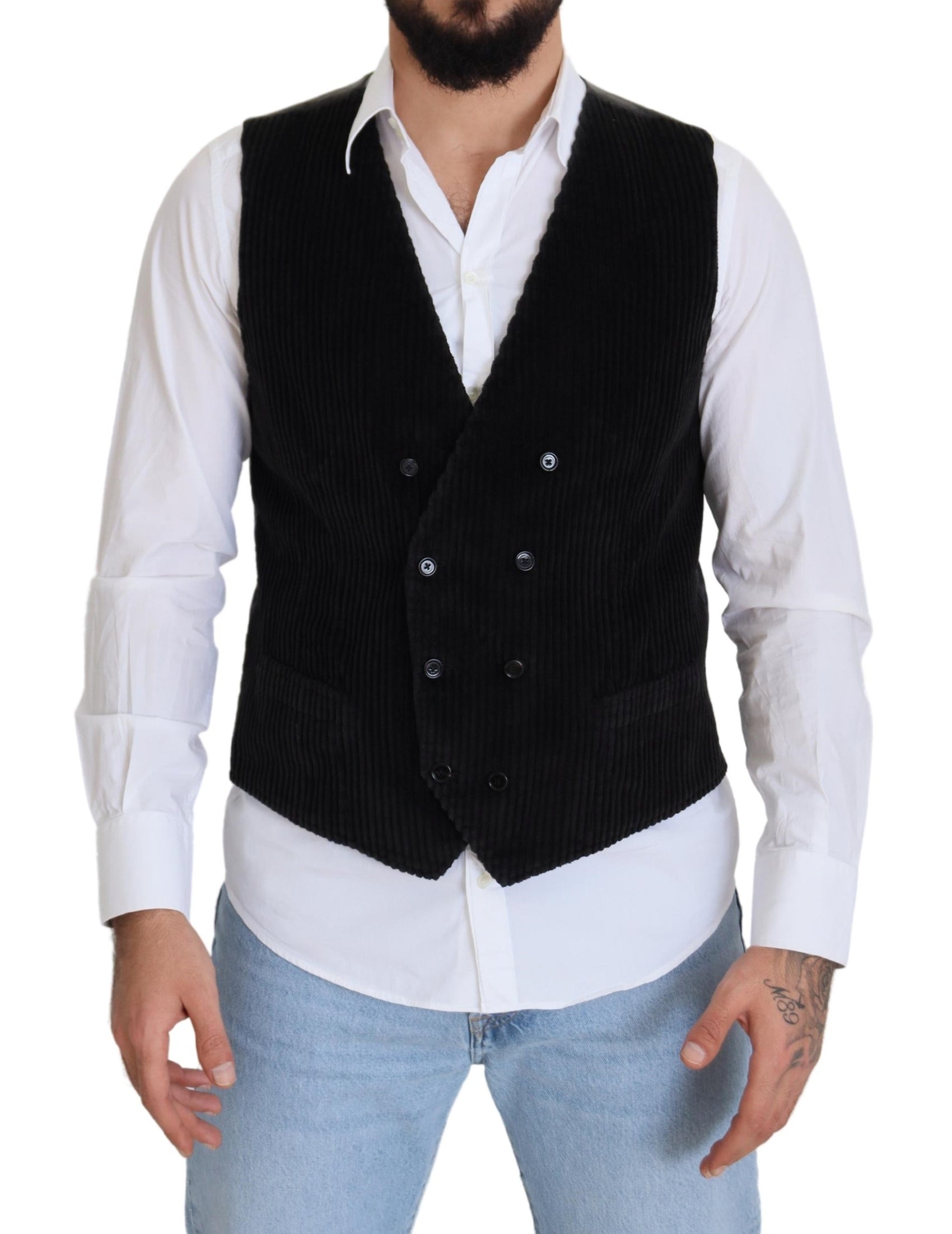 Elegante gilet doppiopetto nero