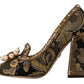 Elegant Gold Jacquard Brocade Pumps