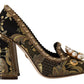 Elegant Gold Jacquard Brocade Pumps