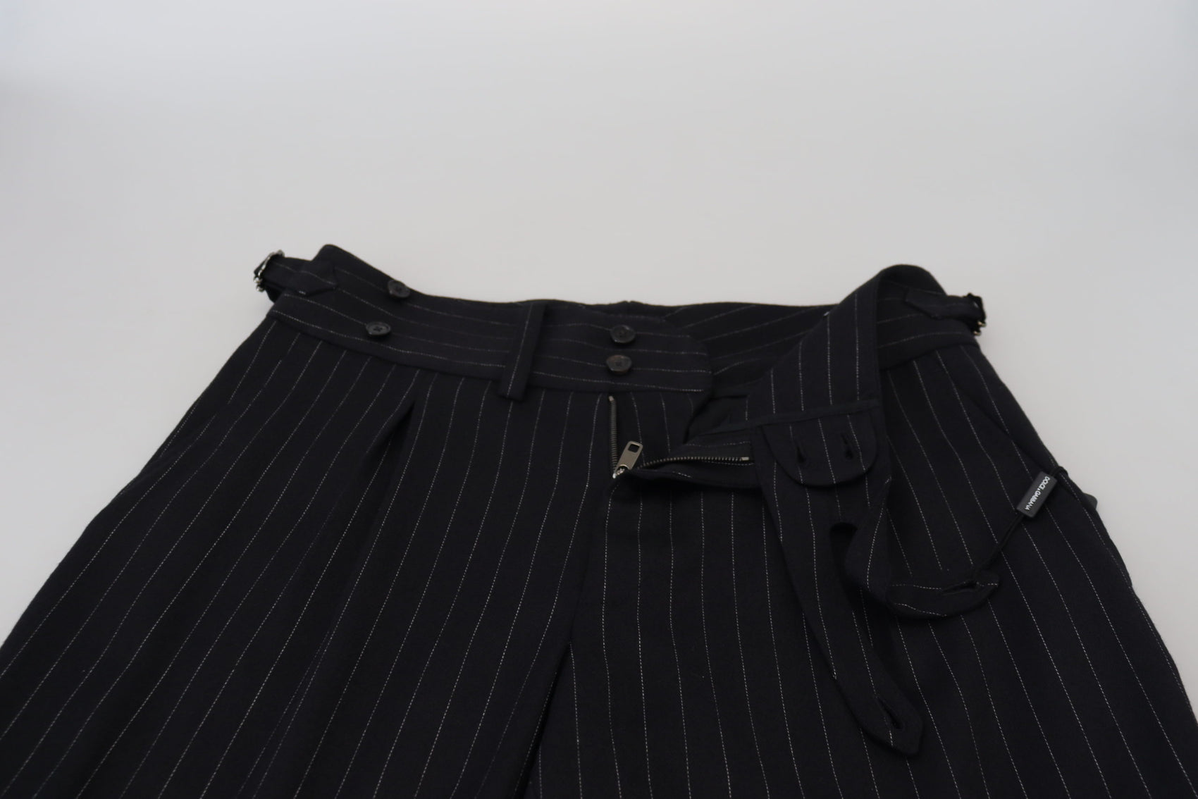 Elegante schwarz gestreifte Hose aus Wollmischung