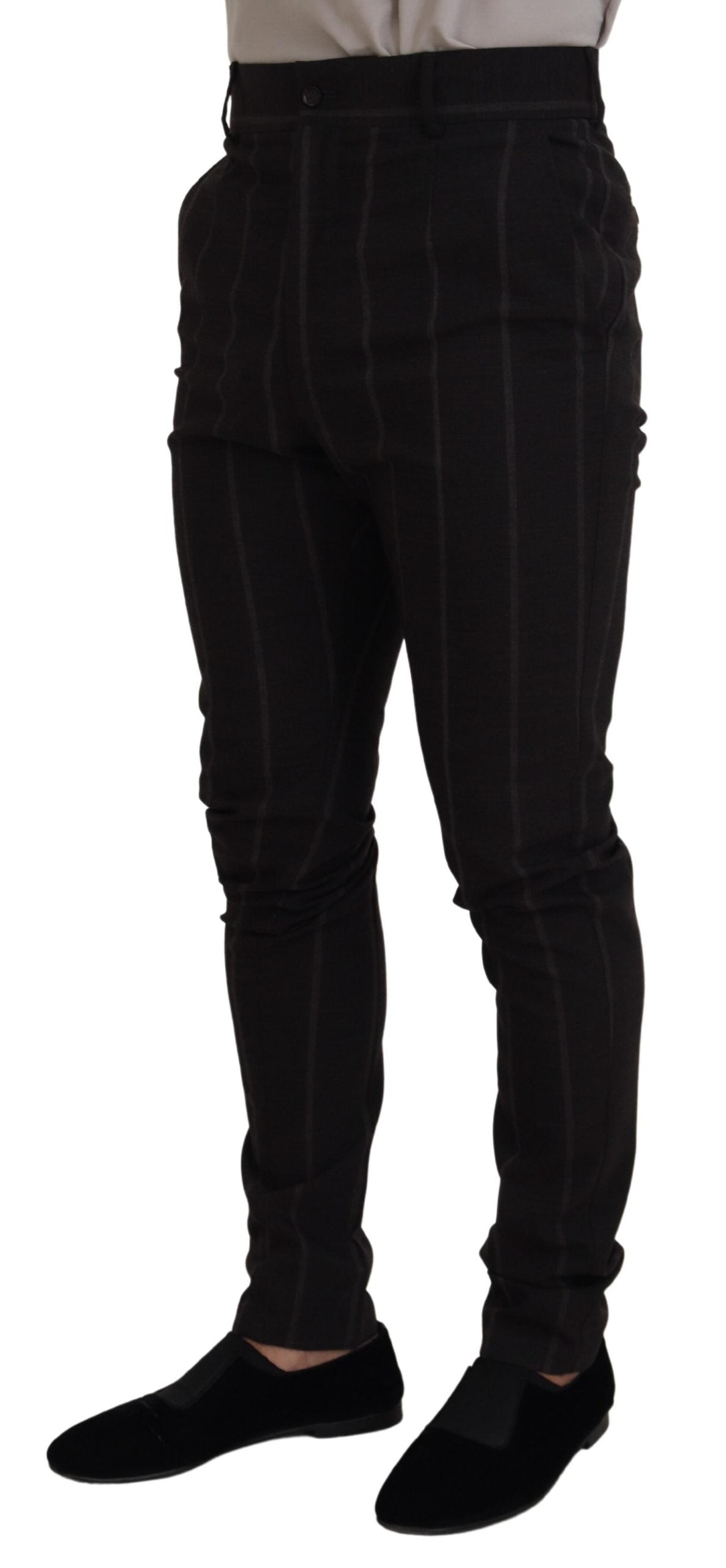 Elegante schwarz gestreifte Chinohose