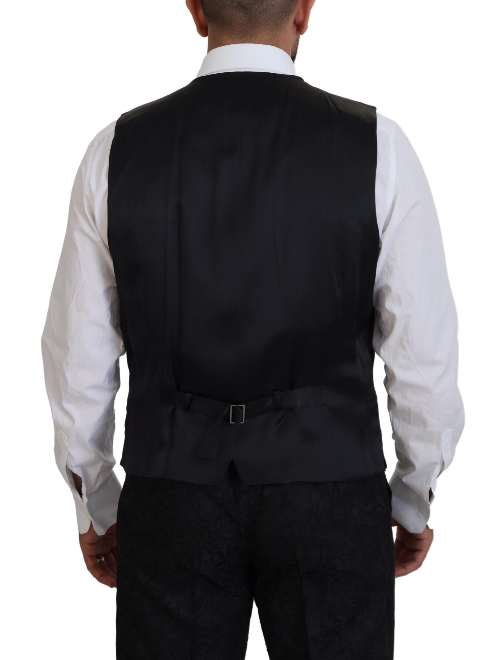 Elegante abito slim fit nero e oro da 3 pezzi