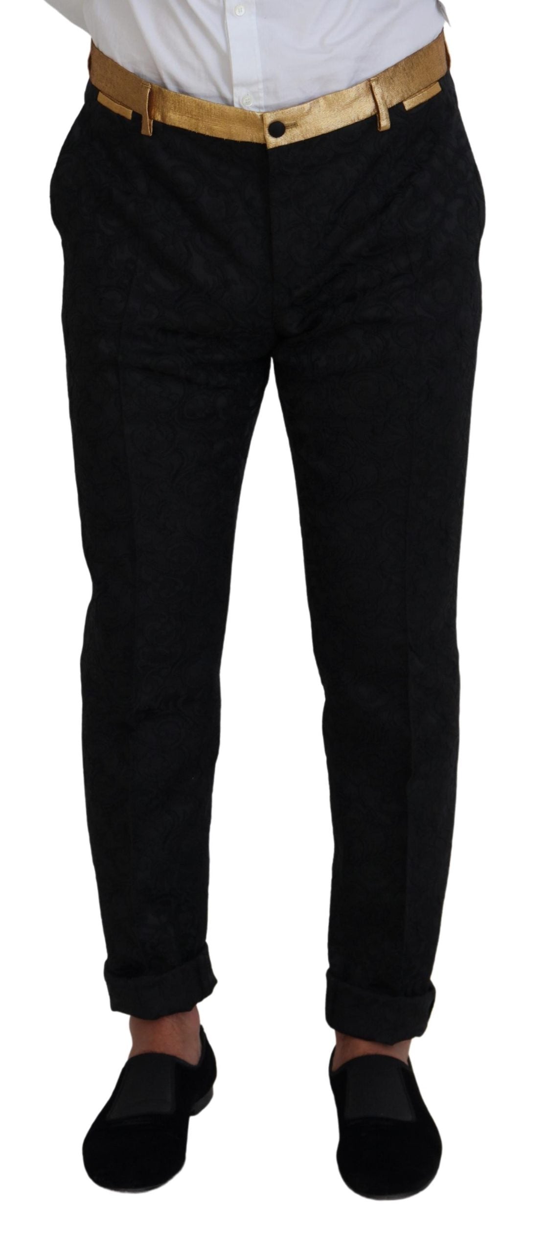 Eleganter, schwarz-goldener Slim Fit 3-teiliger Anzug