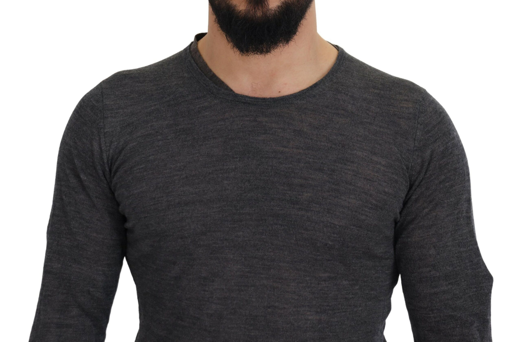 Eleganter grauer Pullover mit Rundhalsausschnitt