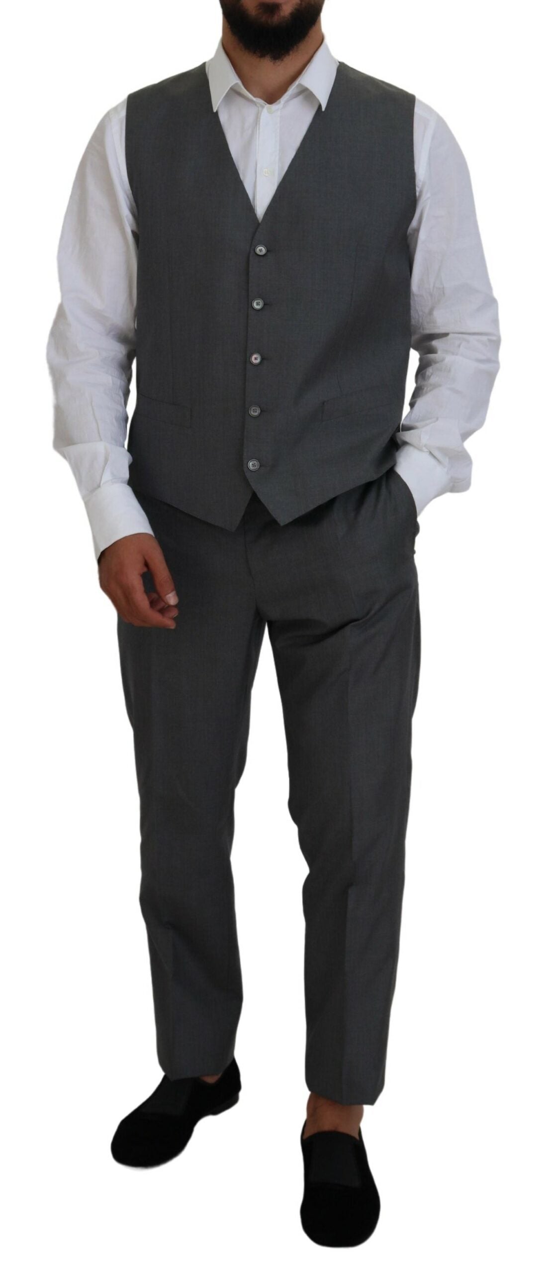 Abito tre pezzi slim fit Martini argento elegante