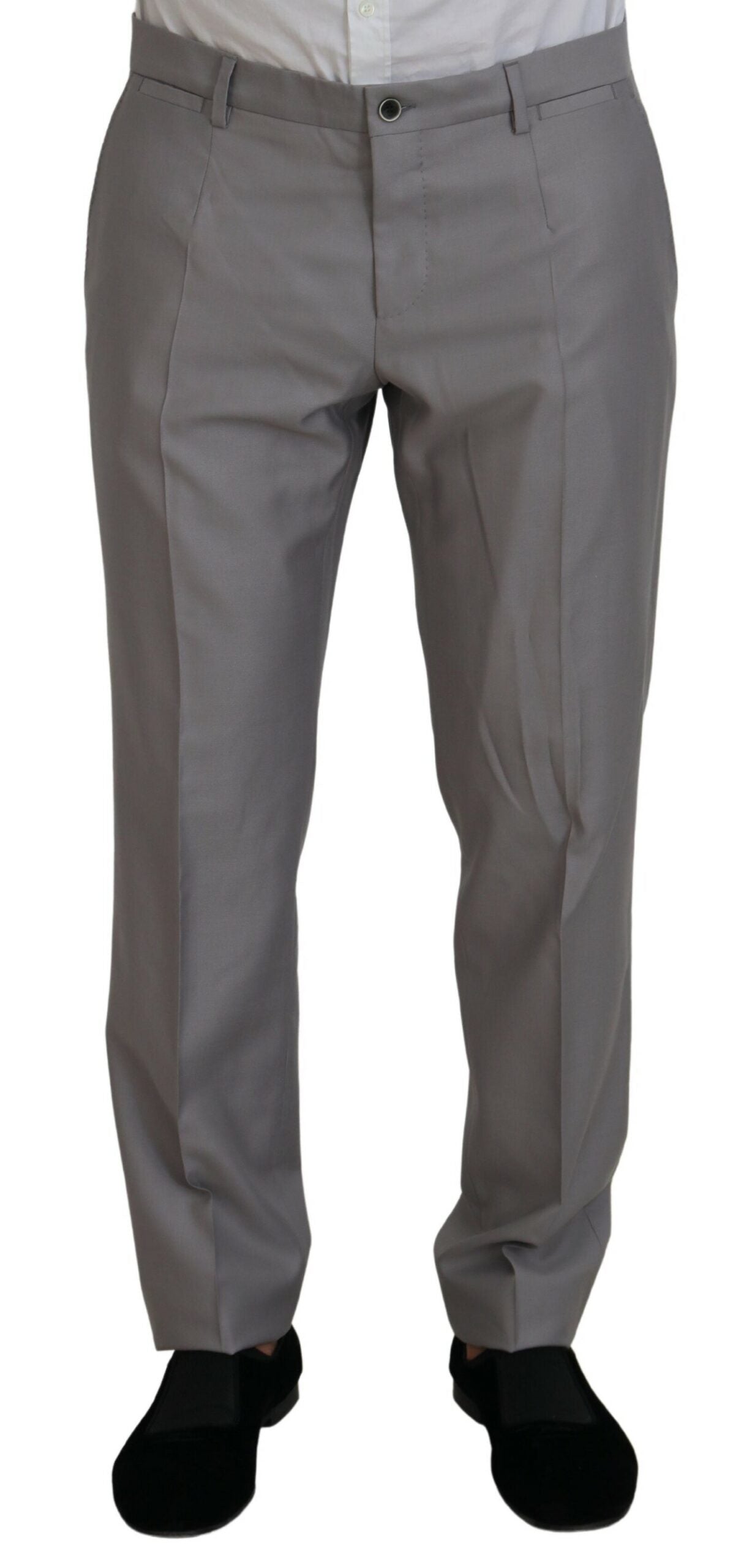 Elegante abito slim fit in argento a tre pezzi