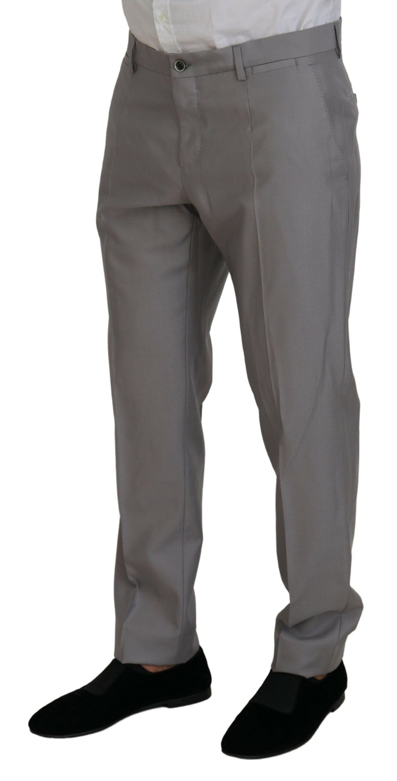 Elegante abito slim fit in argento a tre pezzi