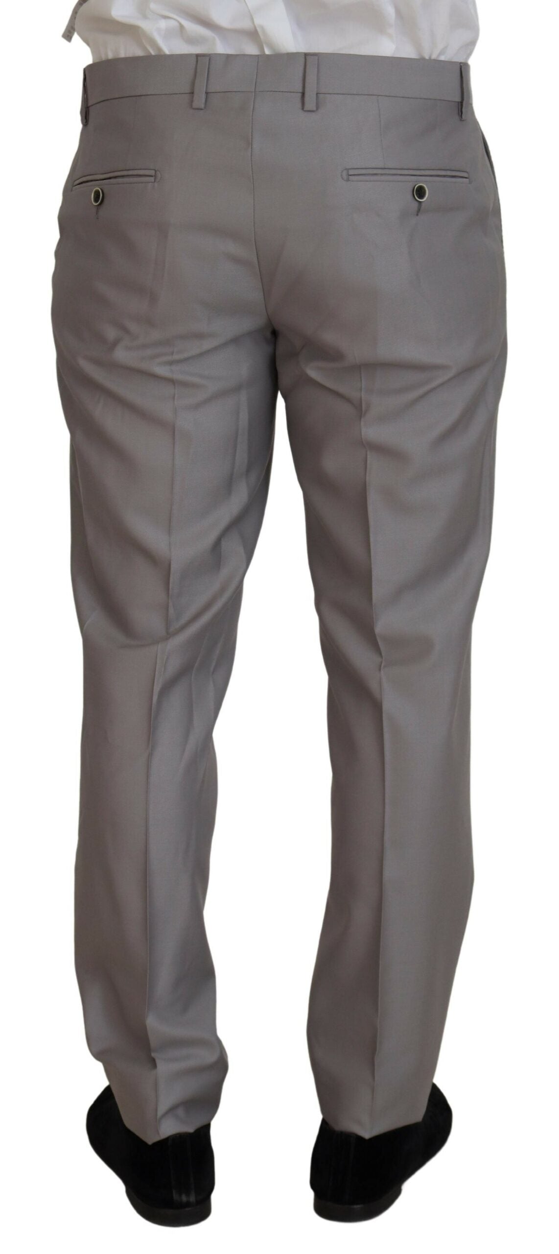 Elegante abito slim fit in argento a tre pezzi