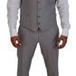 Elegante abito slim fit in argento a tre pezzi