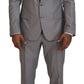 Elegante abito slim fit in argento a tre pezzi