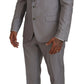 Elegante abito slim fit in argento a tre pezzi