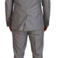Elegante abito slim fit in argento a tre pezzi