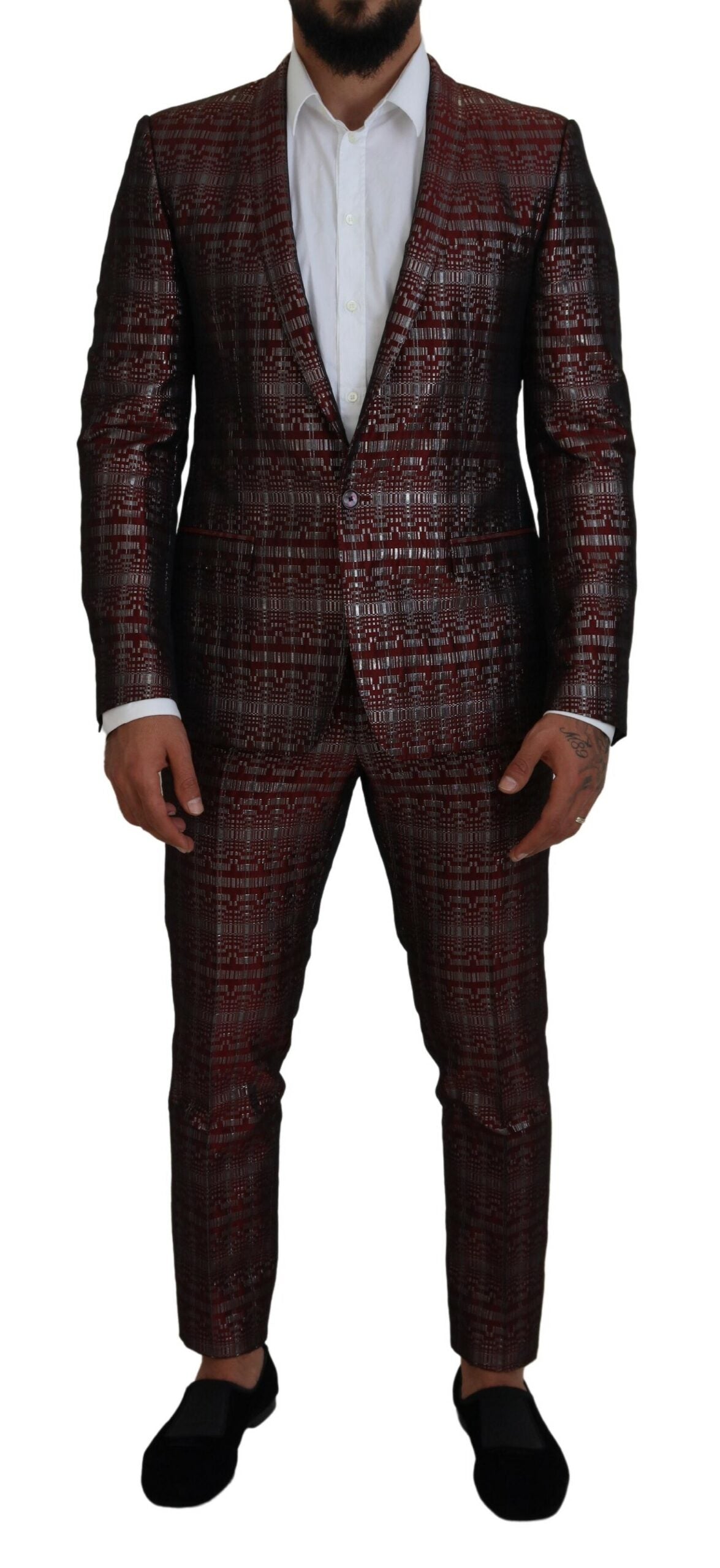 Abito Bordeaux Fantasy Slim Fit Due Pezzi