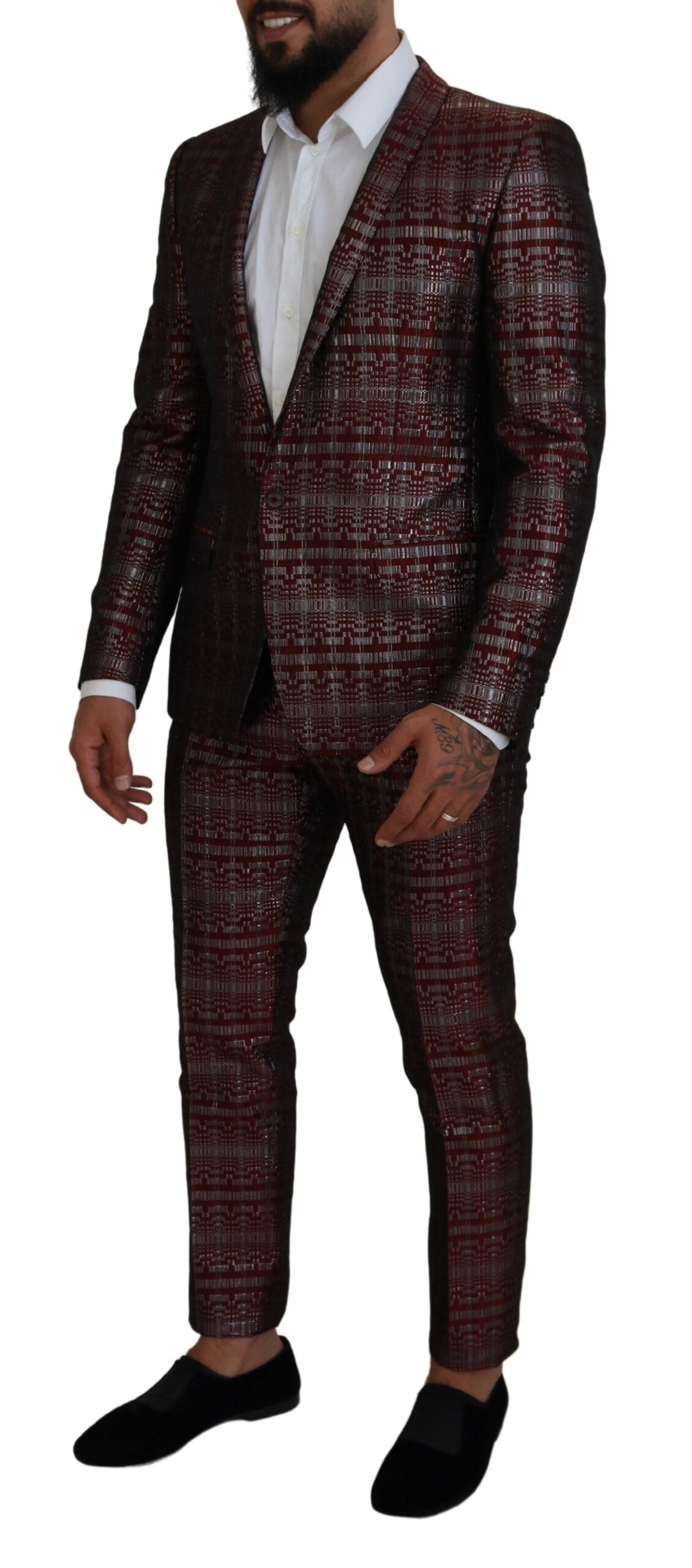 Abito Bordeaux Fantasy Slim Fit Due Pezzi