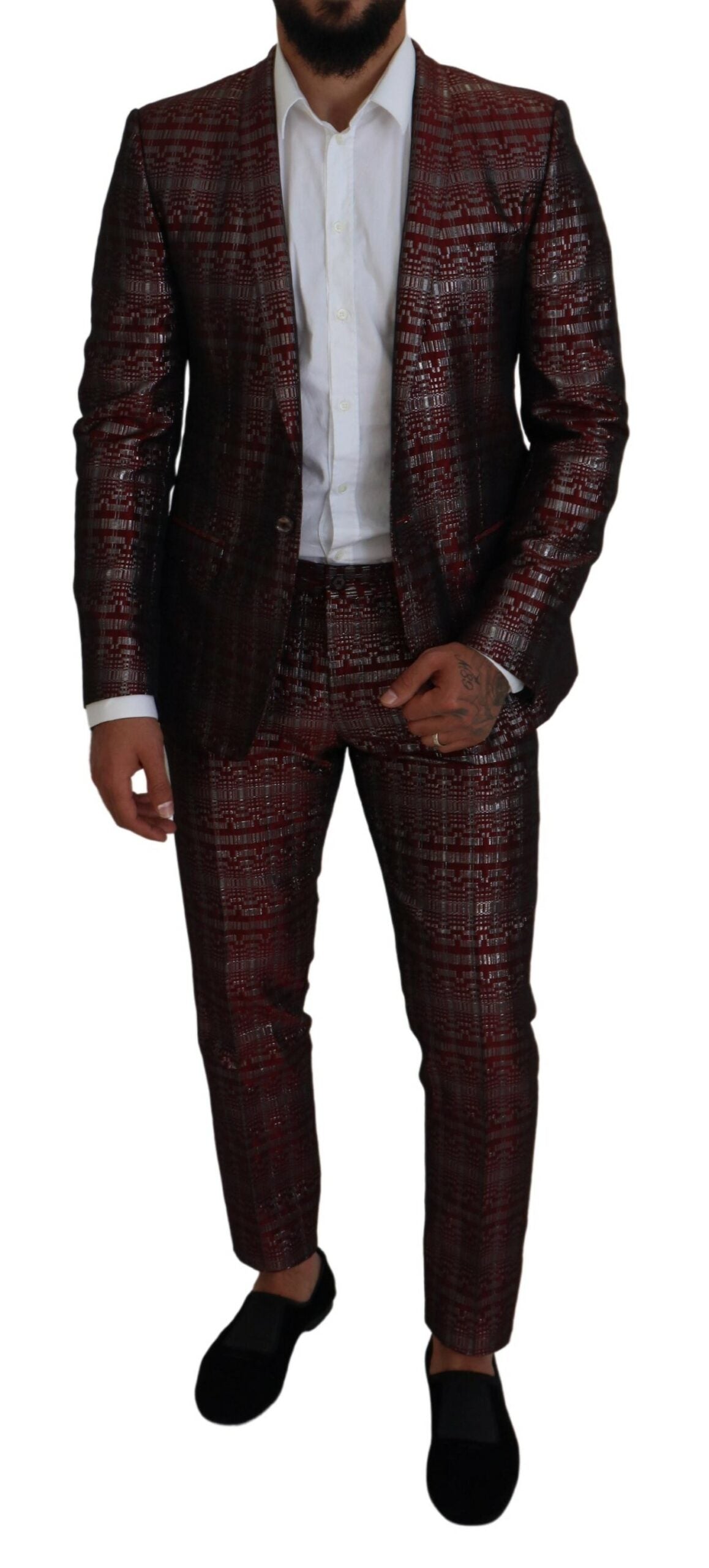 Abito Bordeaux Fantasy Slim Fit Due Pezzi