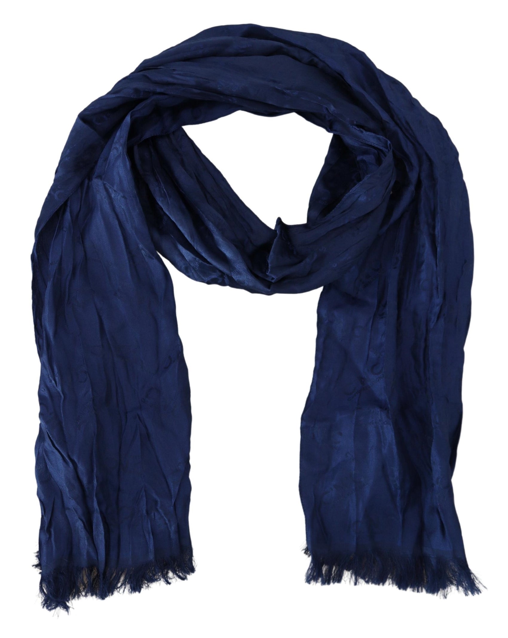 Eleganter Seidenfransenschal in schickem Blau