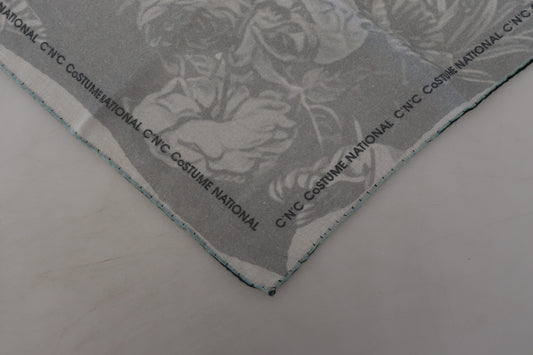 Eleganter quadratischer Schal aus grauer Baumwolle