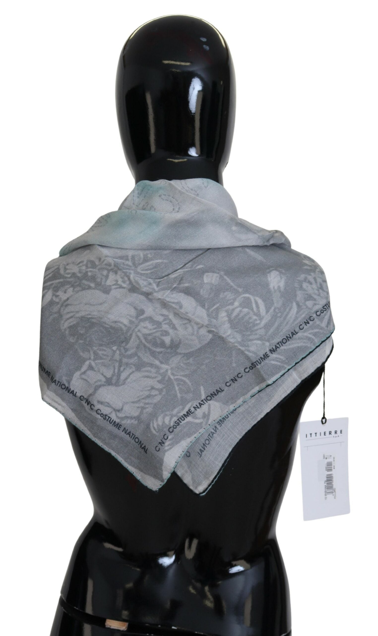 Eleganter quadratischer Schal aus grauer Baumwolle