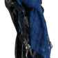 Chic Linen Fringed Scarf in Blue Checkered