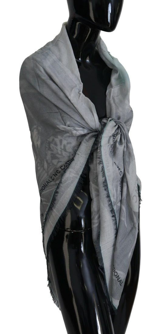 Schicker Designer-Schal in Grau mit Fransen