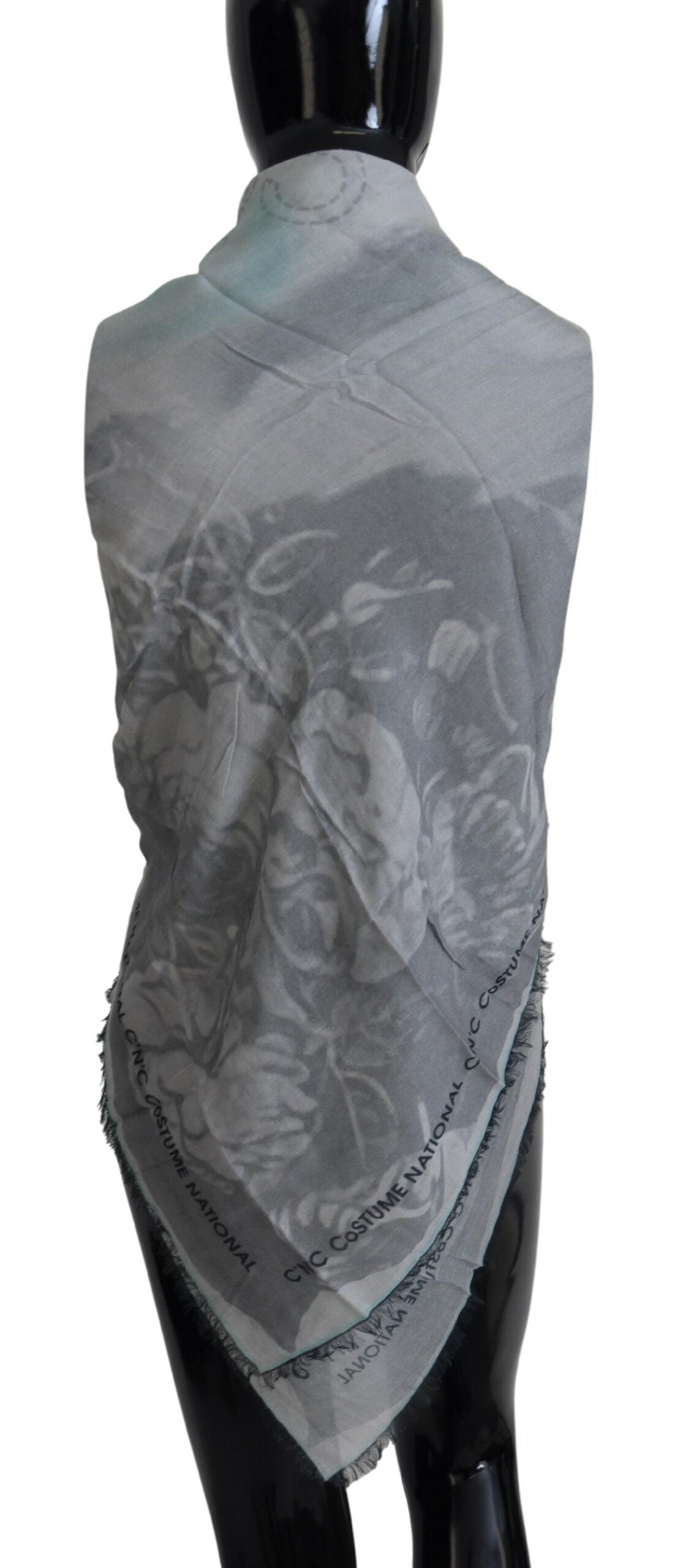 Schicker Designer-Schal in Grau mit Fransen