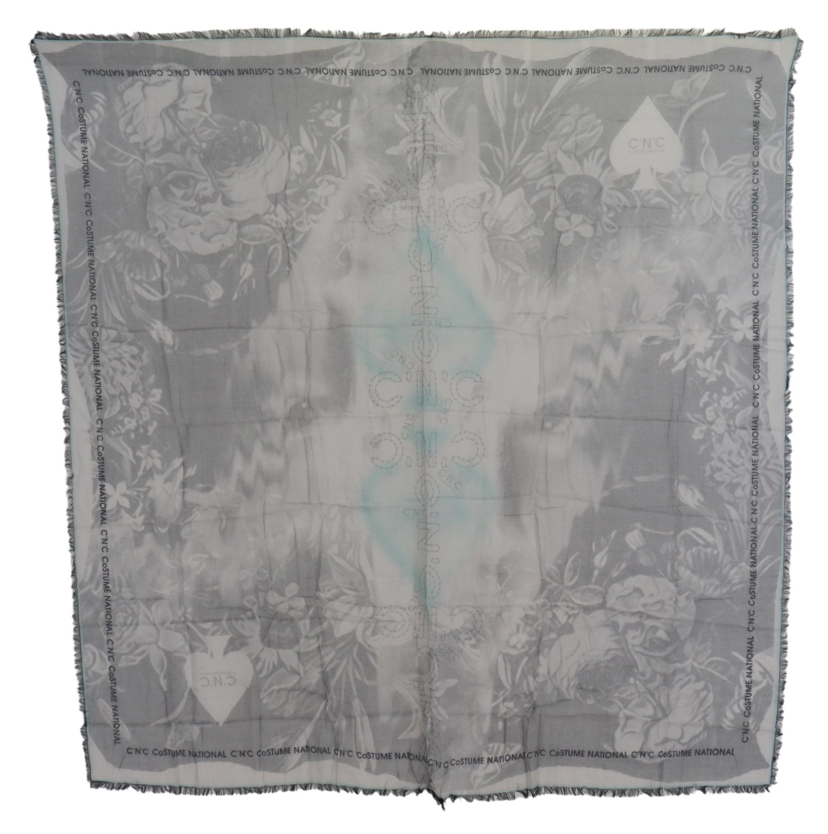 Schicker Designer-Schal in Grau mit Fransen