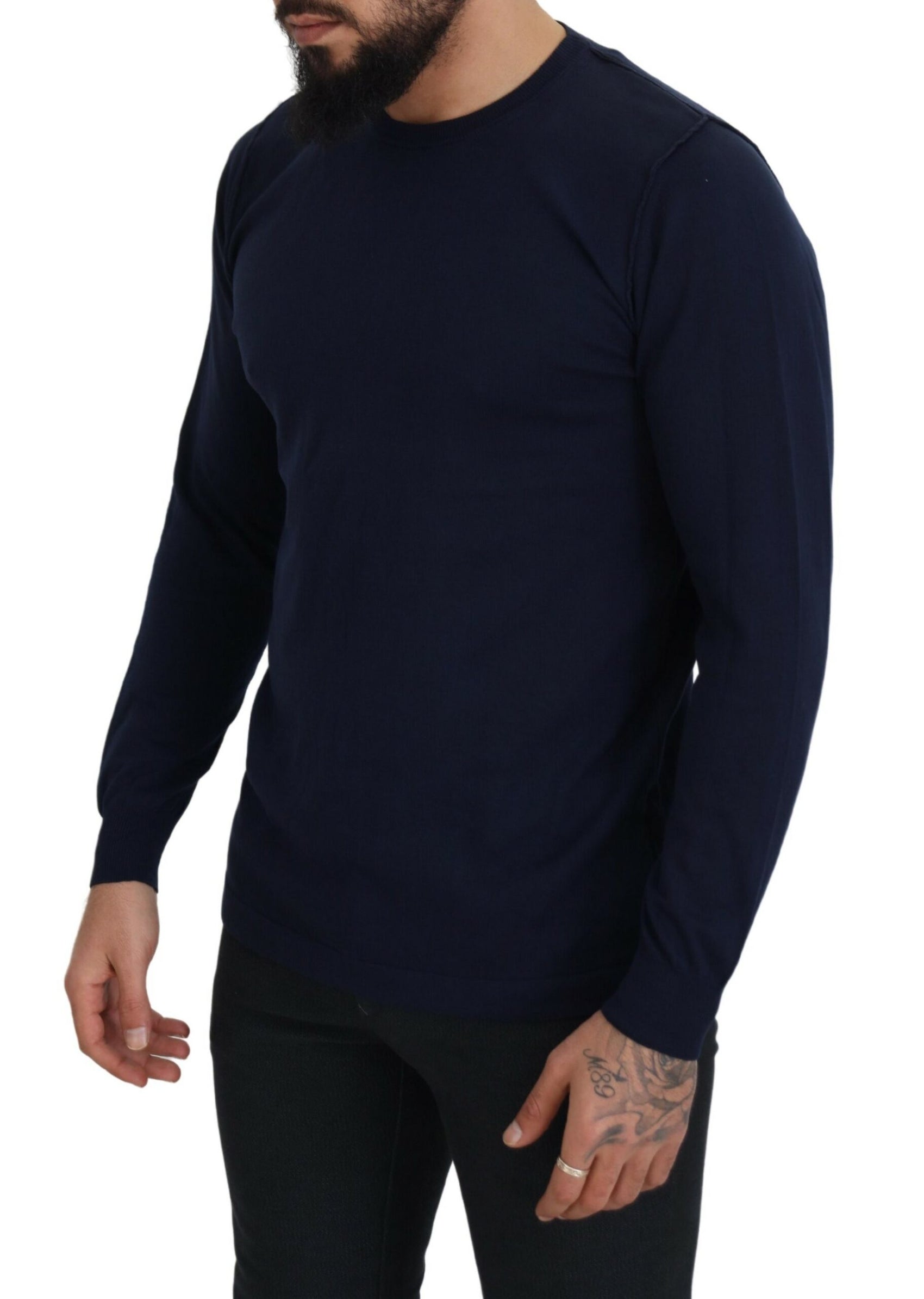 Authentischer blauer Pullover mit Rundhalsausschnitt