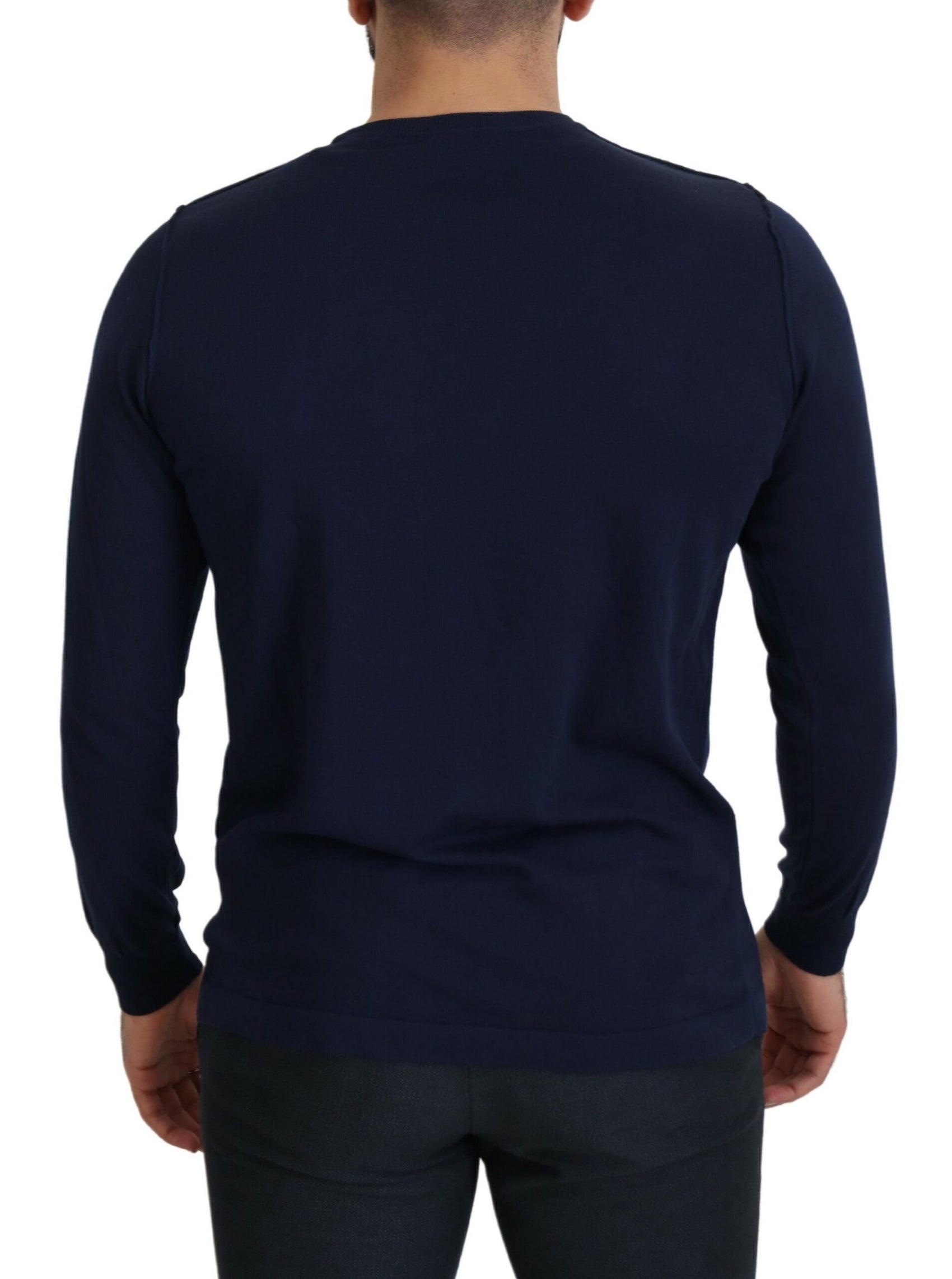 Authentischer blauer Pullover mit Rundhalsausschnitt