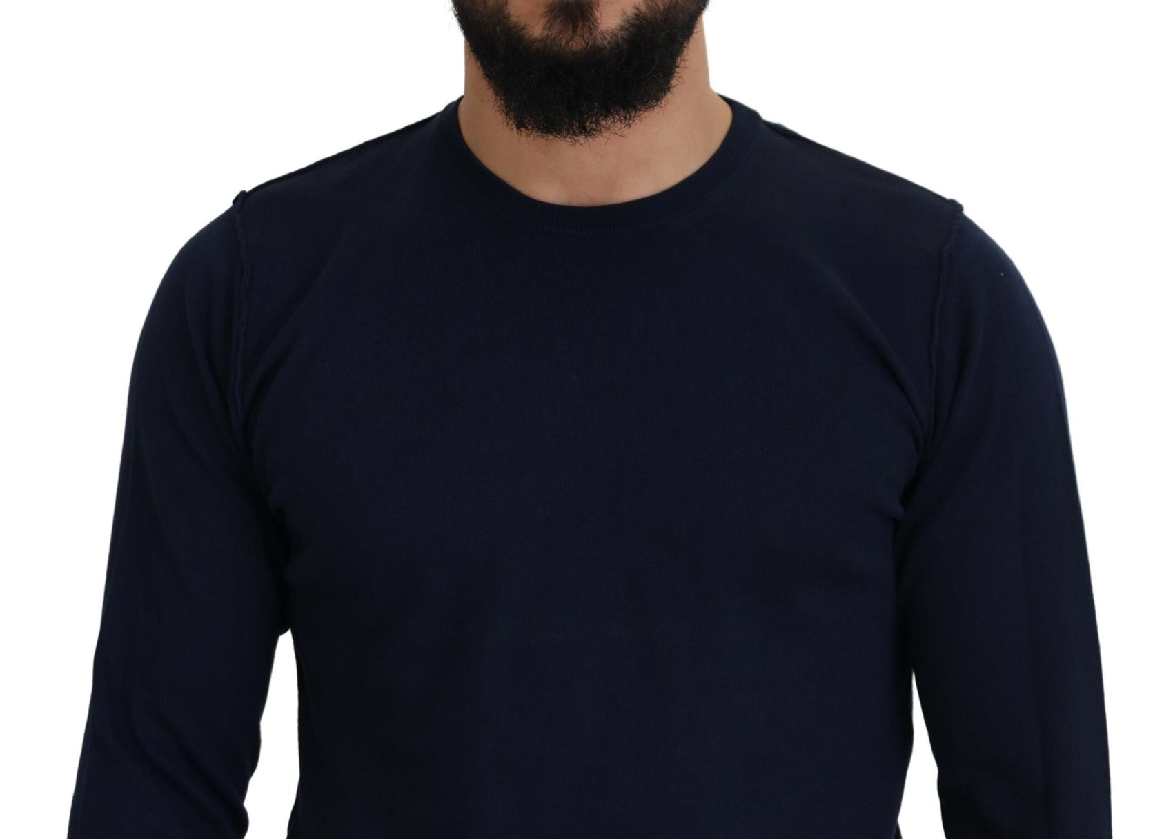 Authentischer blauer Pullover mit Rundhalsausschnitt