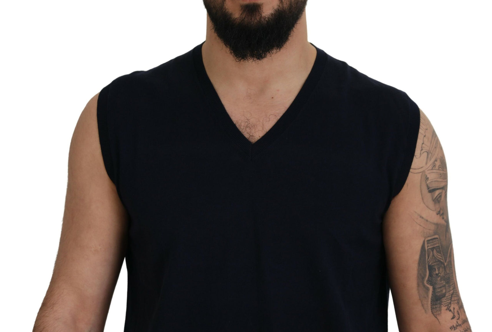 Elegantes schwarzes ärmelloses Tanktop mit V-Ausschnitt