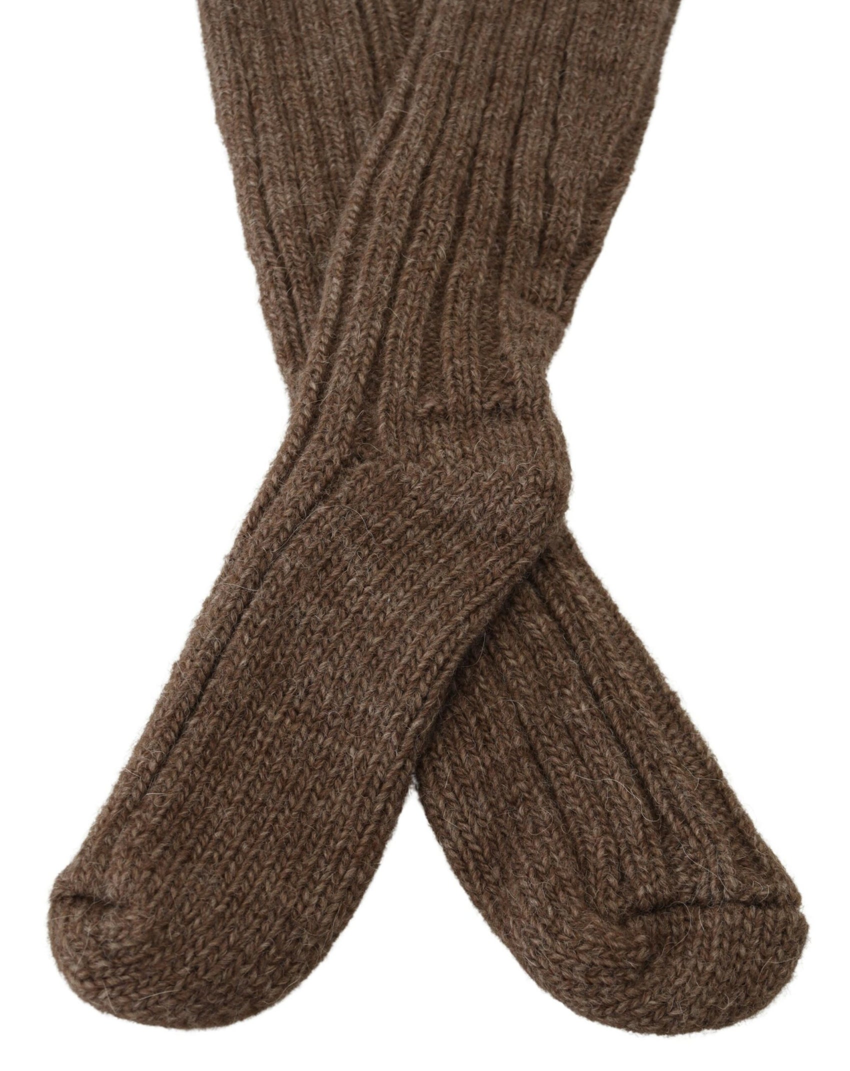 Schicke braune Over-Calf-Socken aus Wollmischung