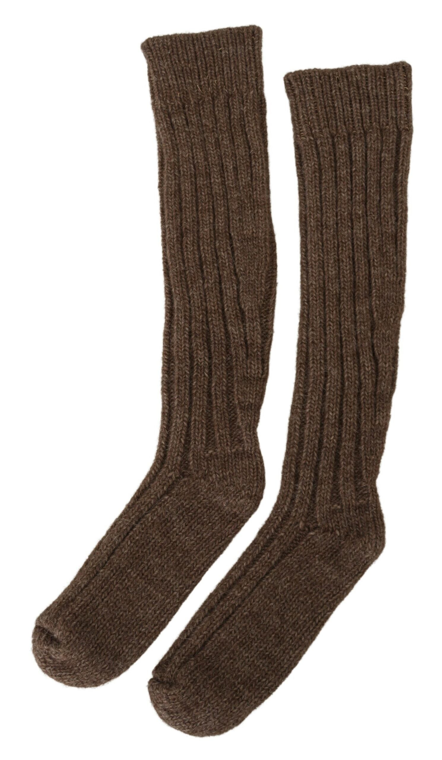 Schicke braune Over-Calf-Socken aus Wollmischung