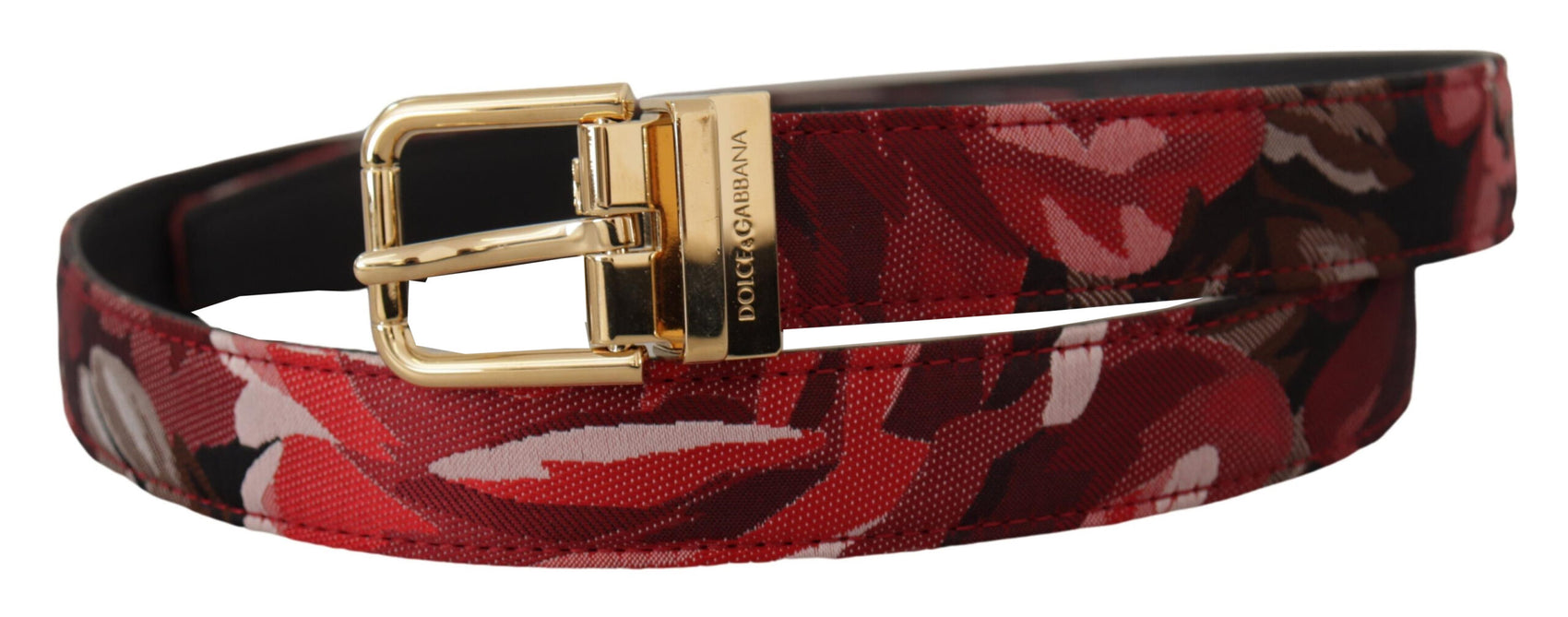 Cintura in pelle multicolore rossa con fibbia color oro