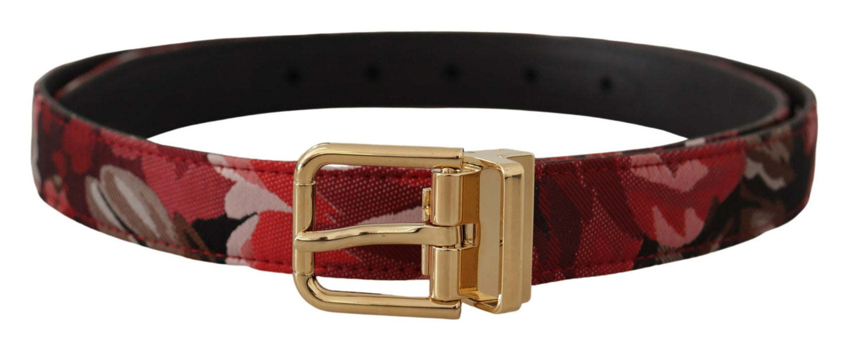Cintura in pelle multicolore rossa con fibbia color oro