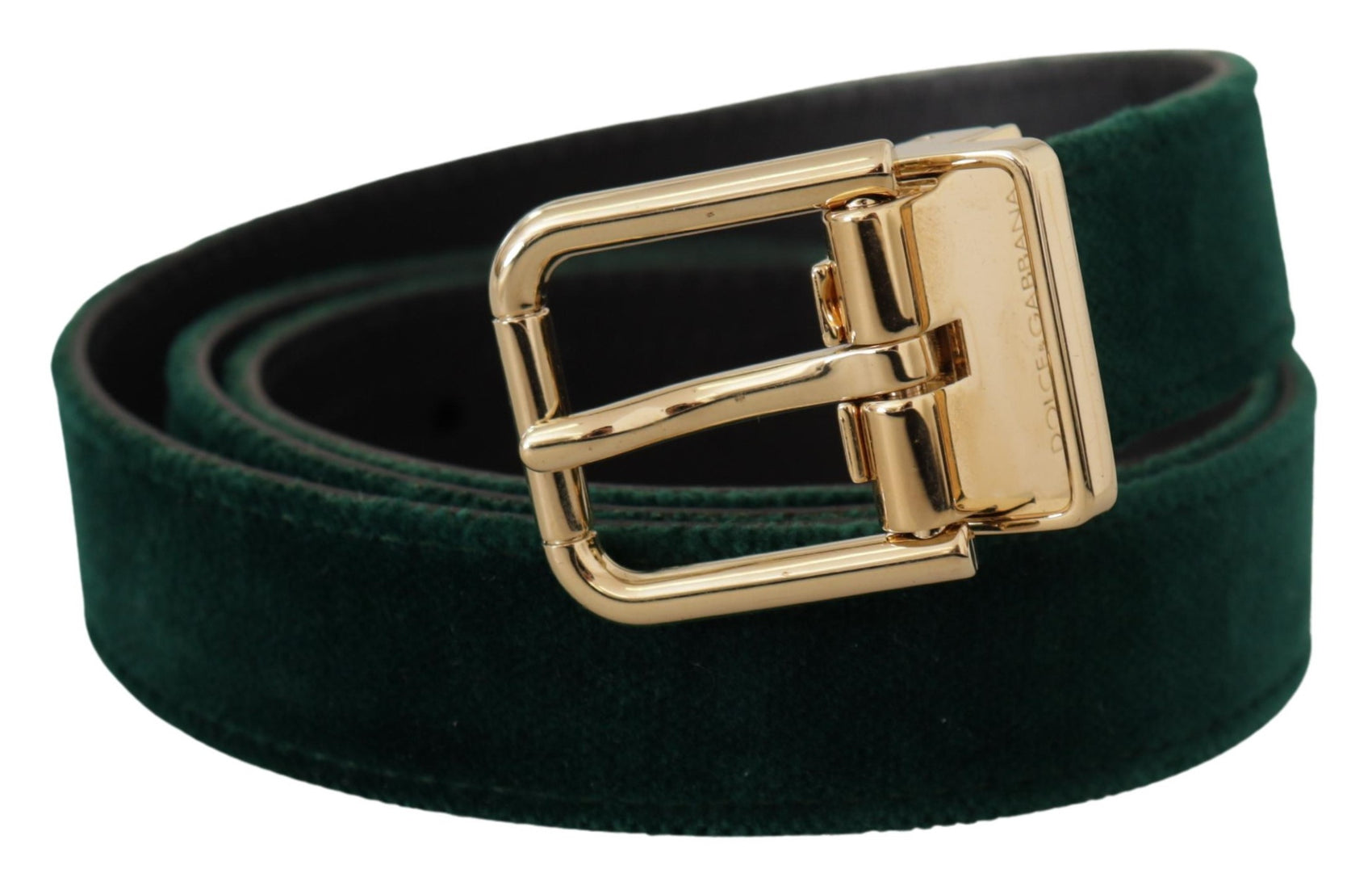 Cintura di design in velluto smeraldo con fibbia dorata